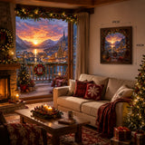 Winter Alpine Christmas Town - 1000 Pieces Jigsaw Puzzle