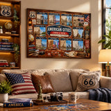 American Cities Then & Now puzzle featuring historic and modern views of nine U.S. cities