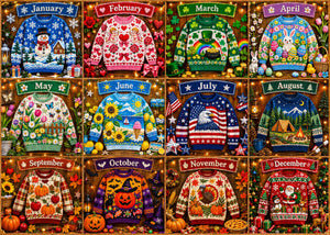 Twelve festive sweaters - 1000 pieces Jigsaw Puzzle