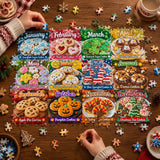 Sweet Cookie Year 12-month seasonal cookie puzzle featuring festive holiday and seasonal cookies