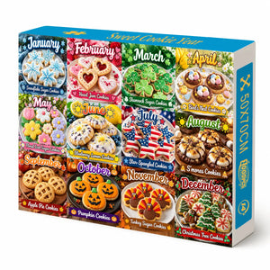 Sweet Cookie Year 12-month seasonal cookie puzzle featuring festive holiday and seasonal cookies