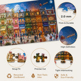 1000 piece adult jigsaw puzzle, fantasy four seasons town street, spring blossom, autumn leaves, winter snow, Christmas Santa and fireworks puzzle
