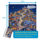 Festive Snowy Hamlet - 1000 Pieces Jigsaw Puzzle